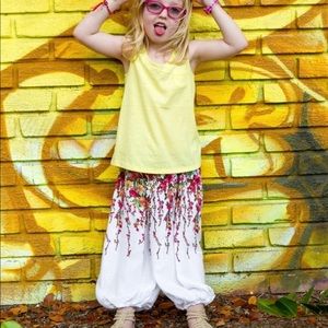 Kids White Floral Harem pants
